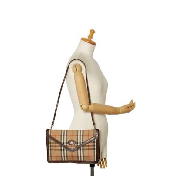 Authentic Burberry Vintage Haymarket Check Canvas Envelope Clutch Bag Black/Beig - Picture 3 of 13